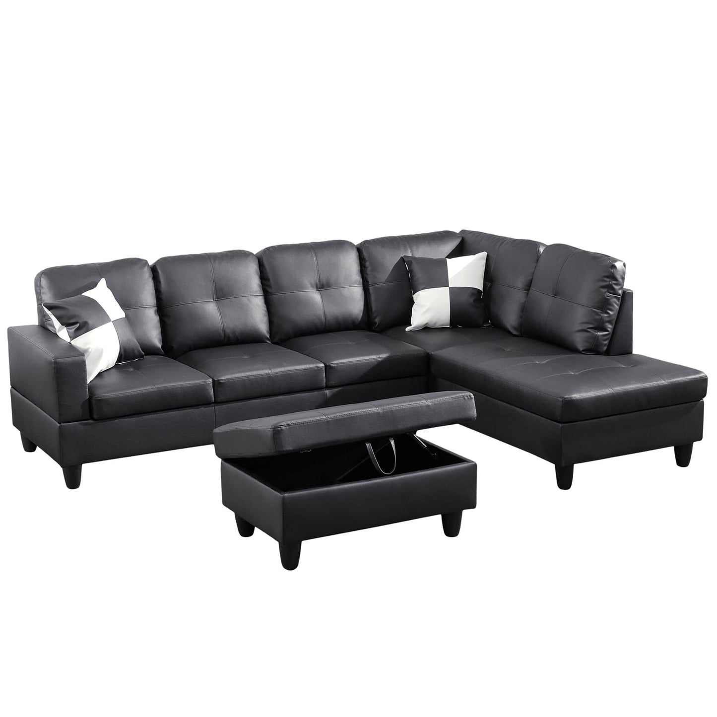Set di Divani per Soggiorno in Pelle Sintetica Semi PU a 3 Pezzi
