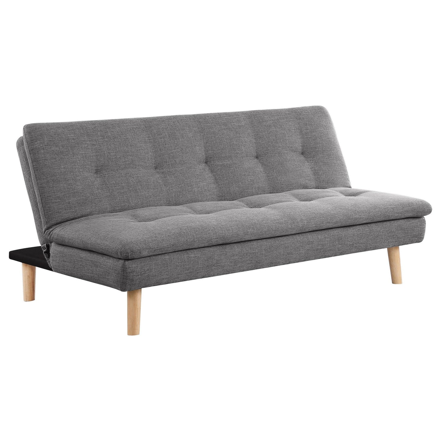 Divano letto trasformabile Siana, tessuto grigio trapuntato, legno marrone, 72 pollici