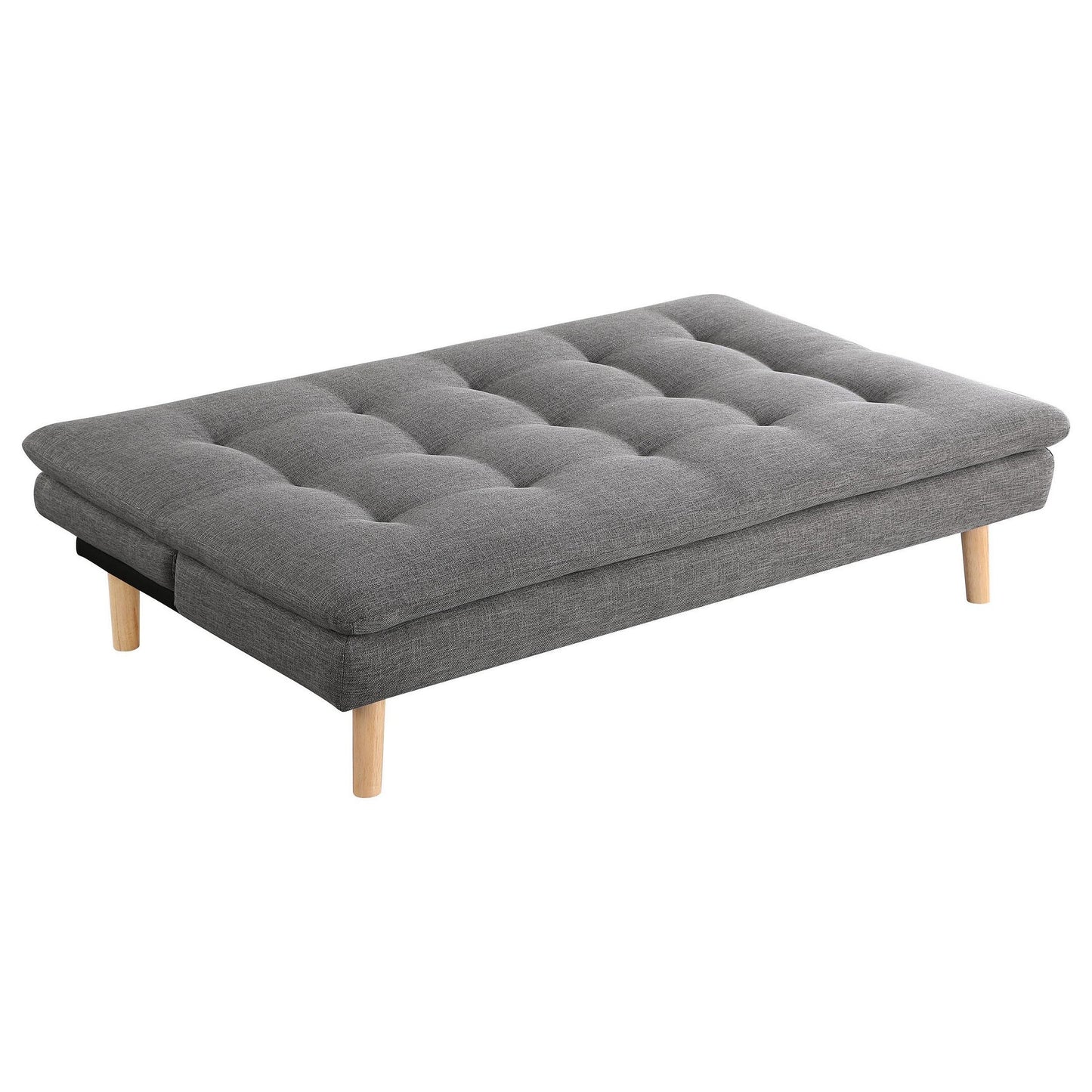Divano letto trasformabile Siana, tessuto grigio trapuntato, legno marrone, 72 pollici
