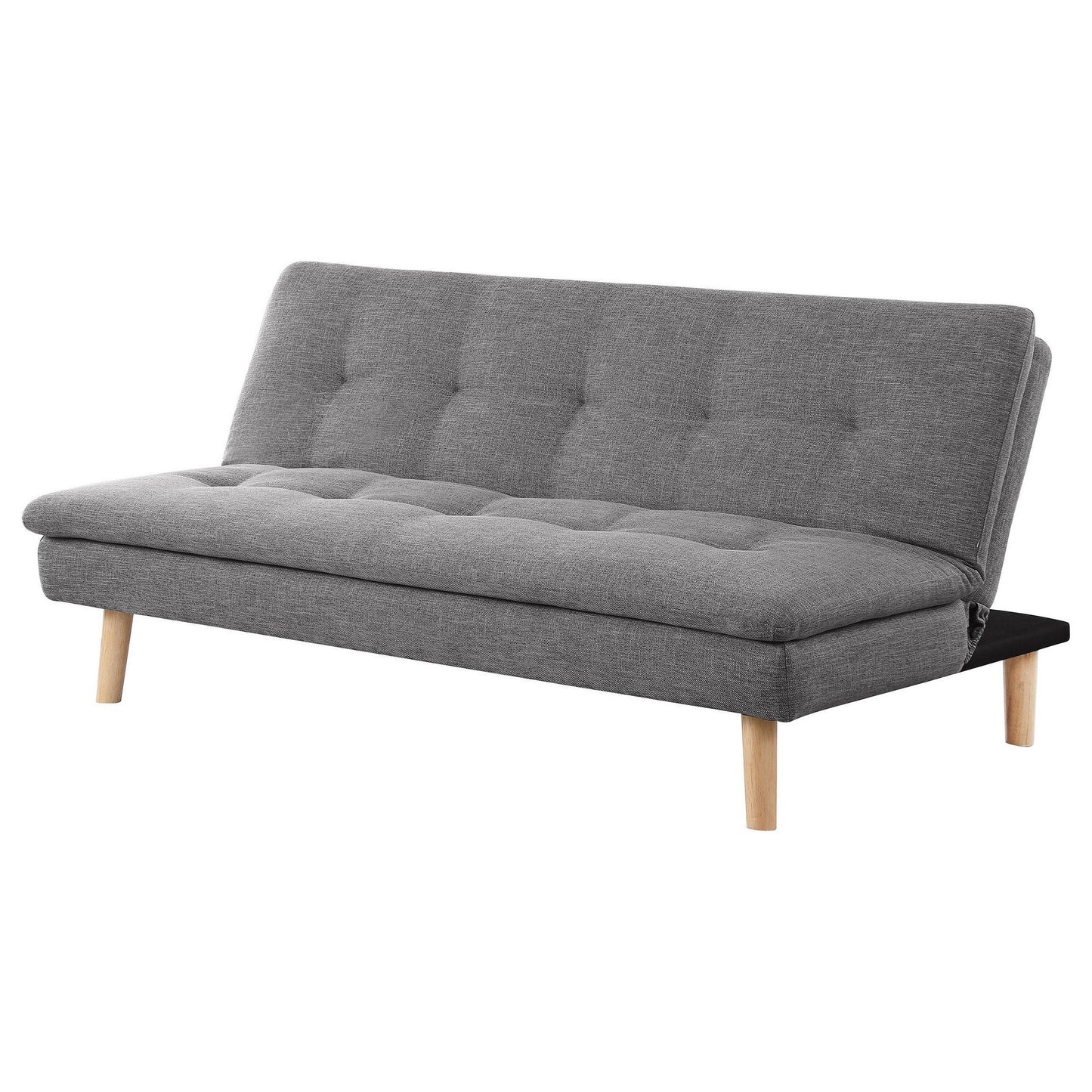 Divano letto trasformabile Siana, tessuto grigio trapuntato, legno marrone, 72 pollici