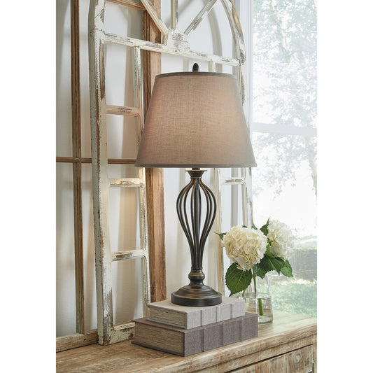 Lampada da tavolo Ornawell in bronzo antico di Signature Design by Ashley (confezione da 2) - 15W x 15D x 29H