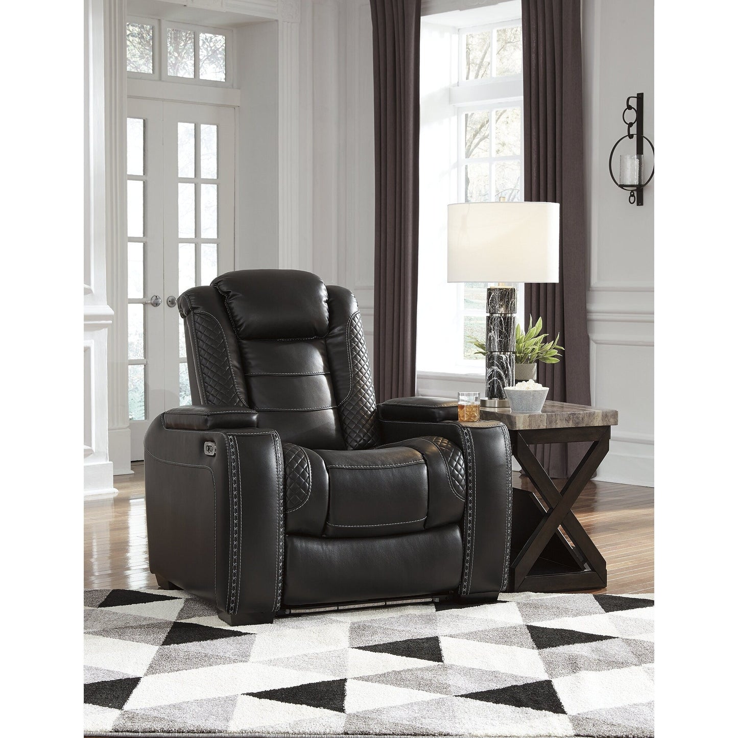 Signature Design by Ashley Party Time, set di 3 posti a sedere per home theater, colore nero.