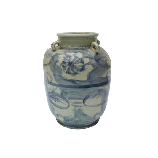 Vaso decorativo Silla con quattro maniglie ad anello e motivo floreale intrecciato