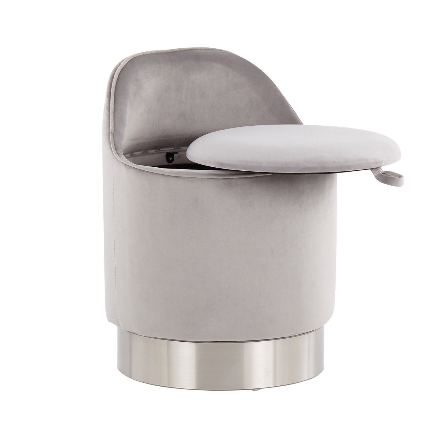 Sgabello da trucco girevole in velluto Corday di Silver Orchid
