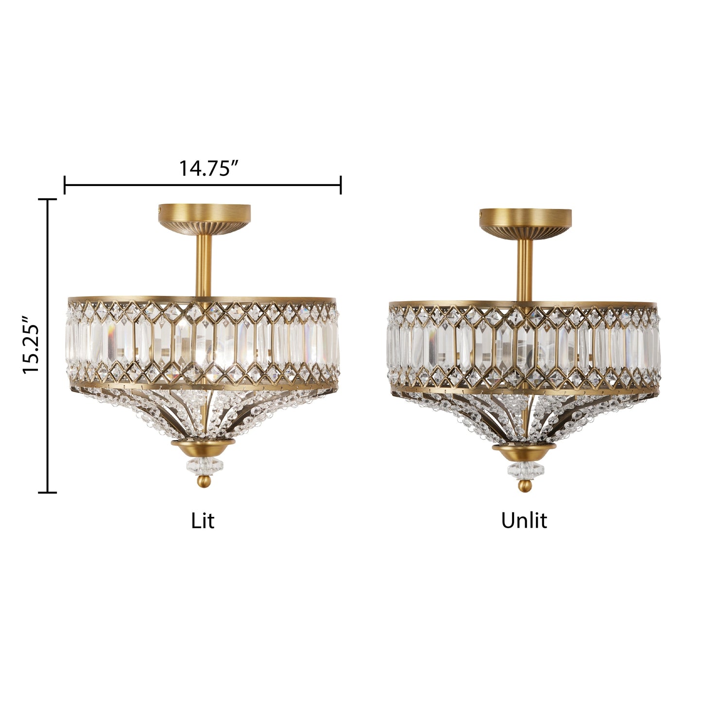 Lampada a sospensione semi-a soffitto Silver Orchid Furey in vetro a strati, color bronzo/oro - 37,5 cm L x 37,5 cm L x 38,8 cm H