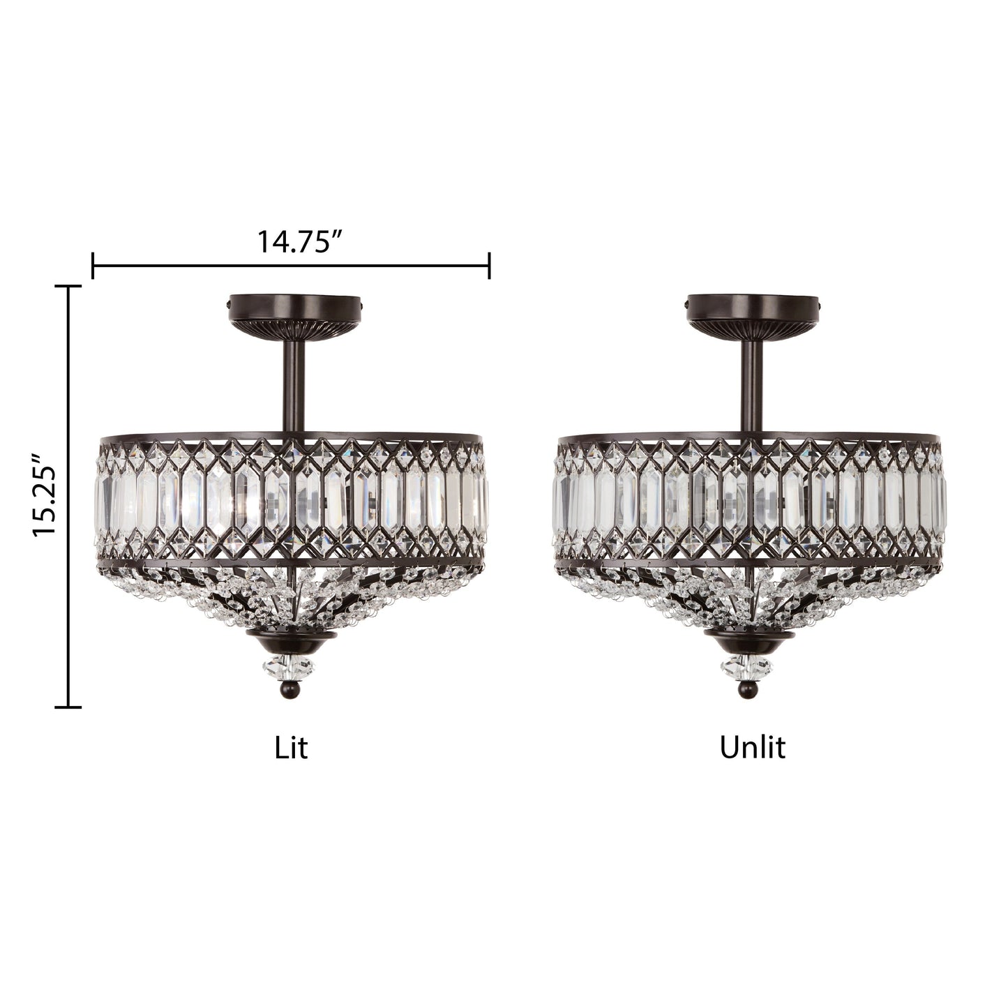 Lampada a sospensione semi-a soffitto Silver Orchid Furey in vetro a strati, color bronzo/oro - 37,5 cm L x 37,5 cm L x 38,8 cm H