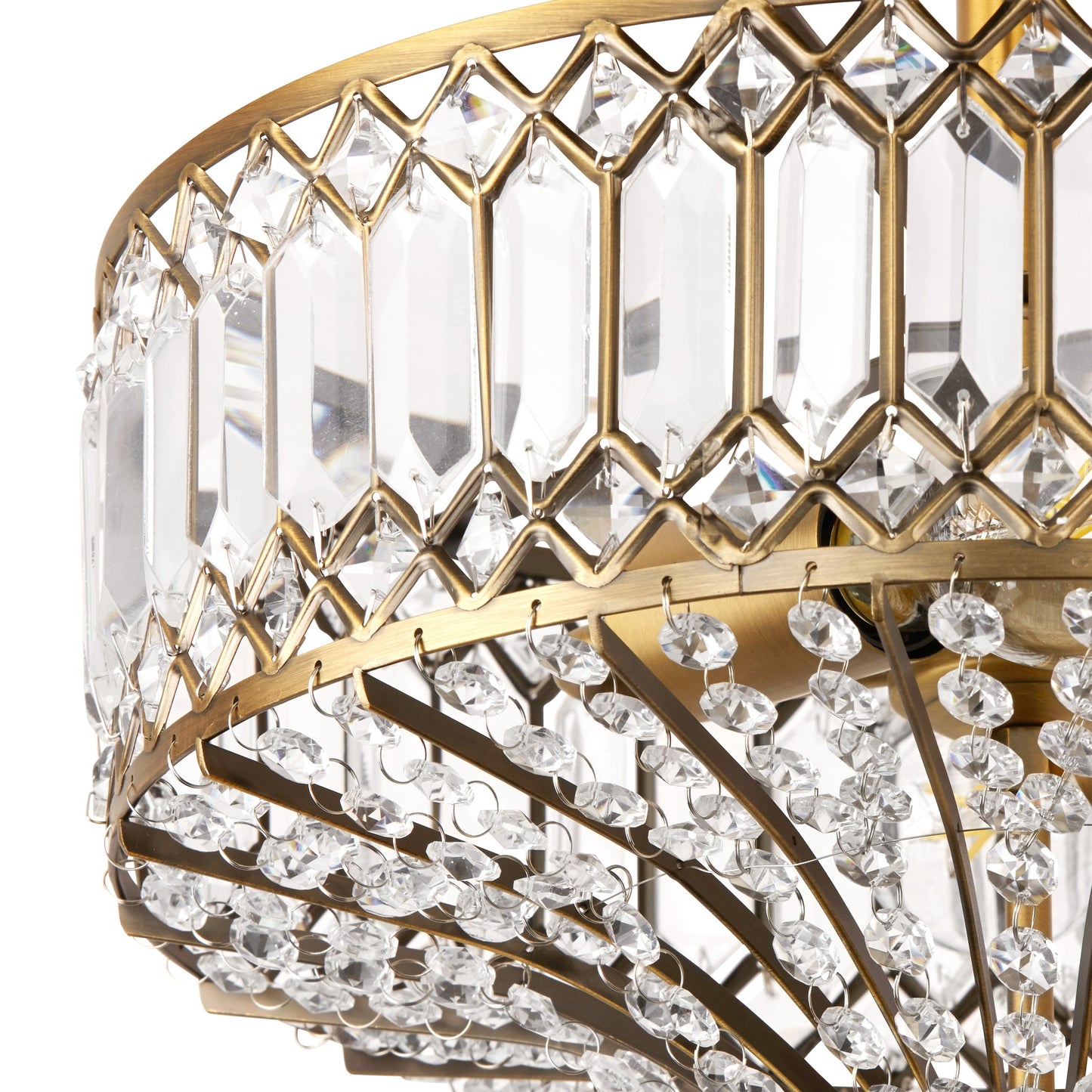 Lampada a sospensione semi-a soffitto Silver Orchid Furey in vetro a strati, color bronzo/oro - 37,5 cm L x 37,5 cm L x 38,8 cm H