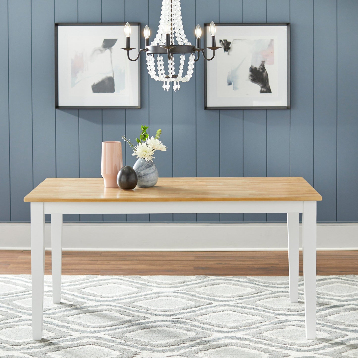 Set da pranzo Simple Living Crossback bianco/naturale da 7 pezzi