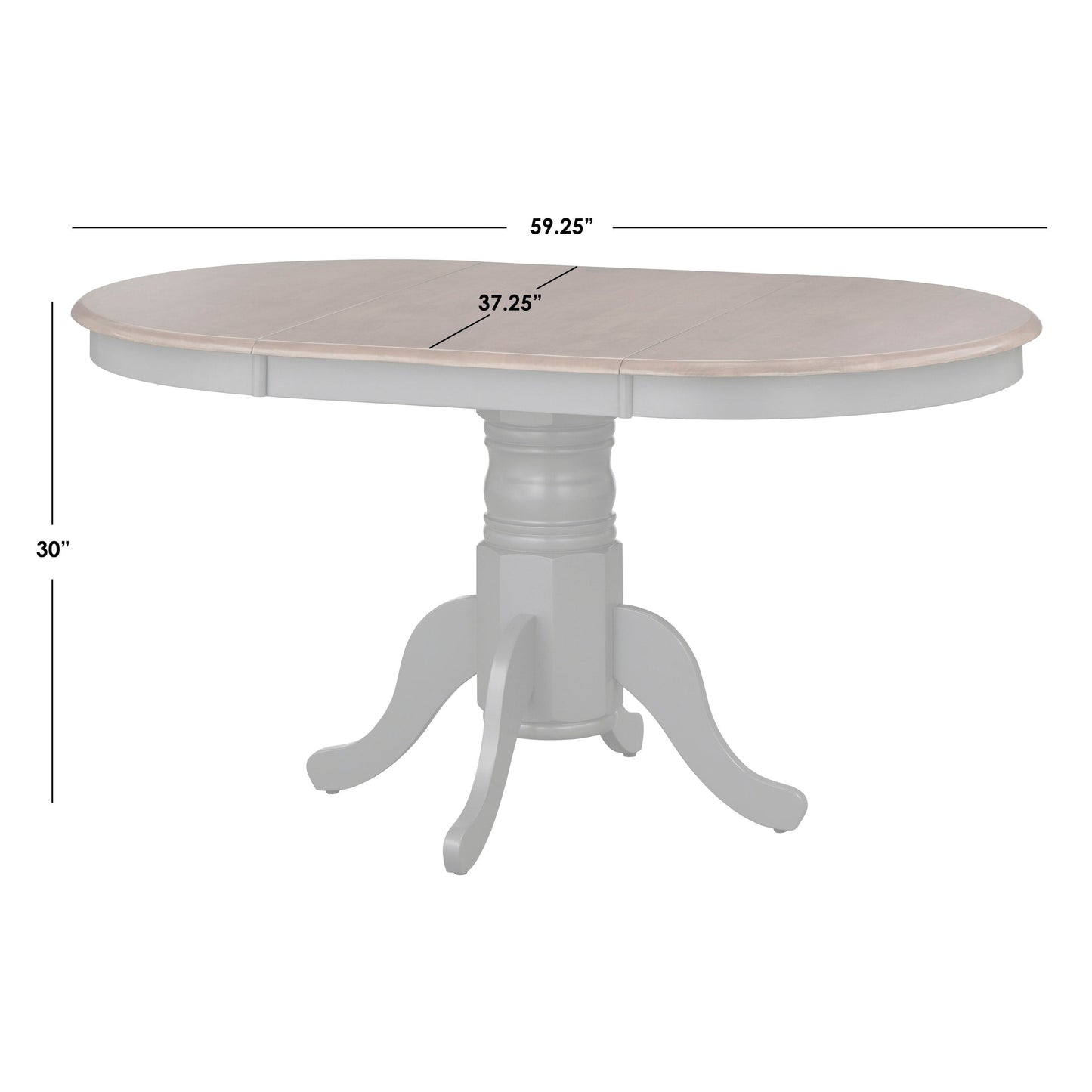 Set da pranzo in legno massello Carolina di Simple Living, stile farmhouse, 5 pezzi con prolunga.