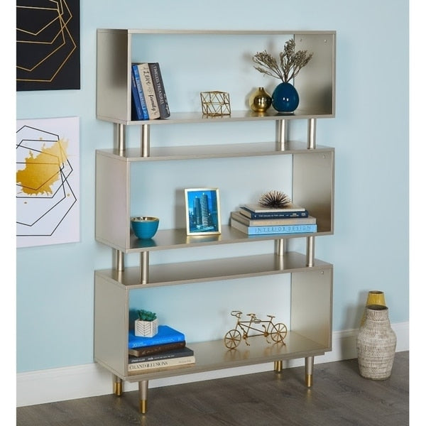 Scaffale a 3 ripiani Simple Living Margo in stile Mid-Century Modern - 151,1 cm (altezza) x 91,4 cm (larghezza) x 30 cm (profondità)