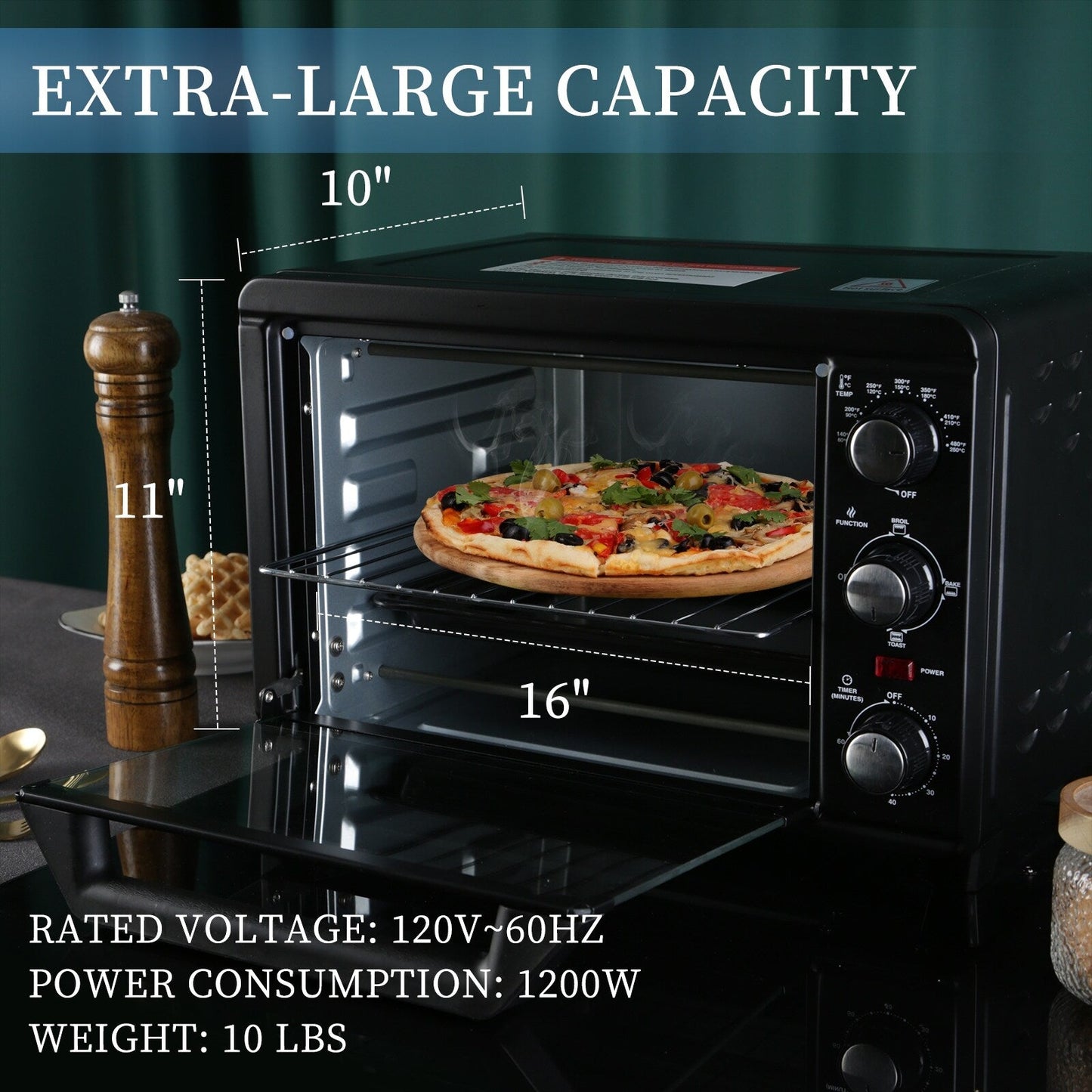 Forno tostapane semplice con capacità di 20 litri, tostapane da banco compatto, facile da controllare con impostazioni di timer, cottura, grigliatura e tostatura.