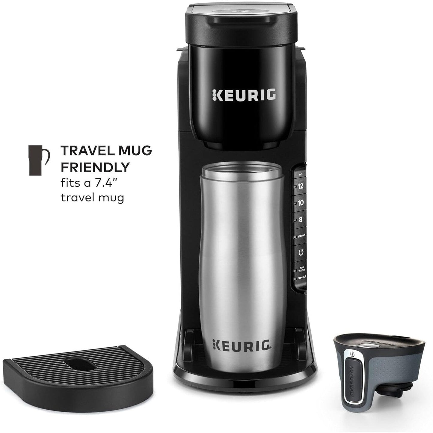 Macchina per caffè con capsule K-Cup per una singola porzione, 3 dimensioni di tazza, funzione "Strong Brew", serbatoio da 42 once, colore nero.