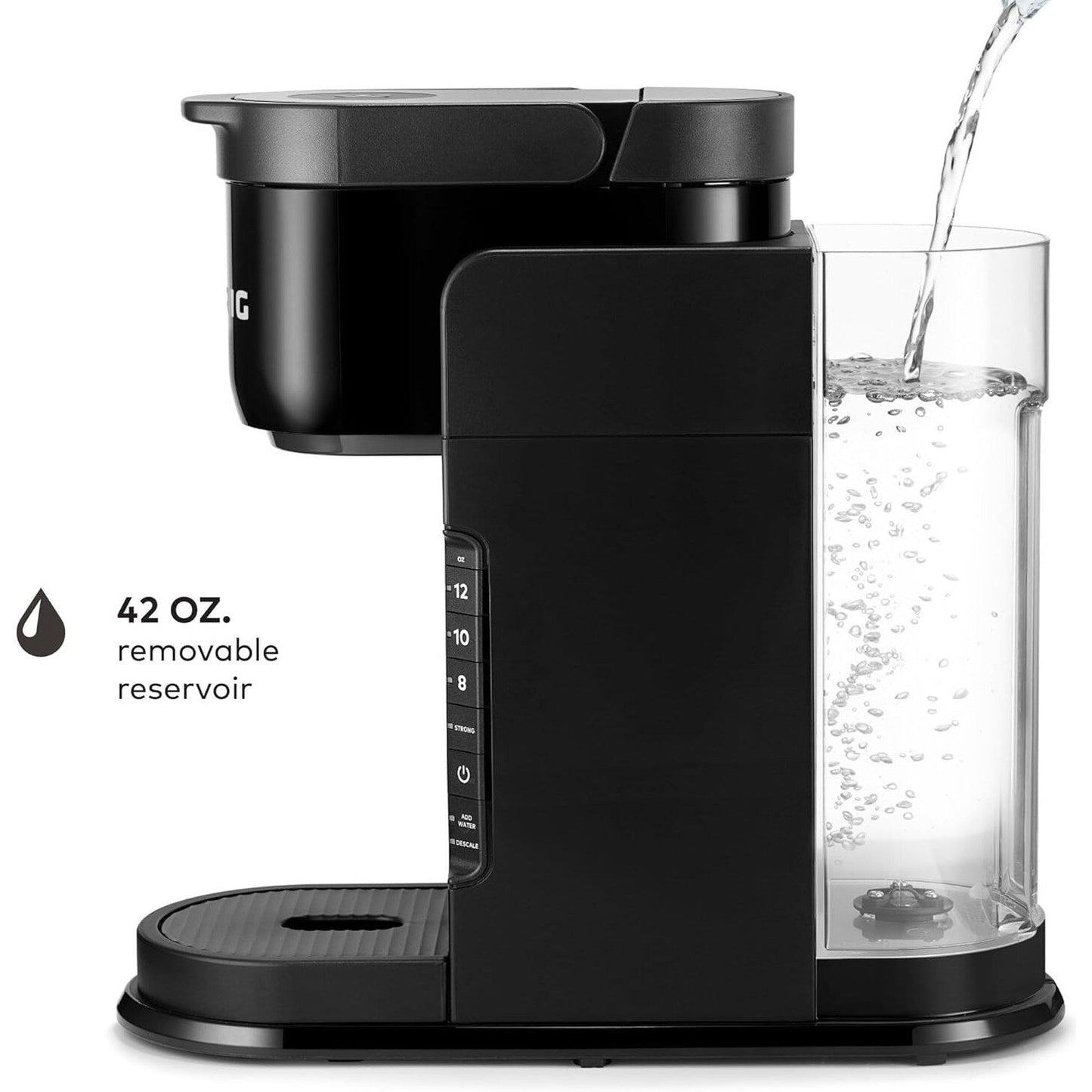 Macchina per caffè con capsule K-Cup per una singola porzione, 3 dimensioni di tazza, funzione "Strong Brew", serbatoio da 42 once, colore nero.