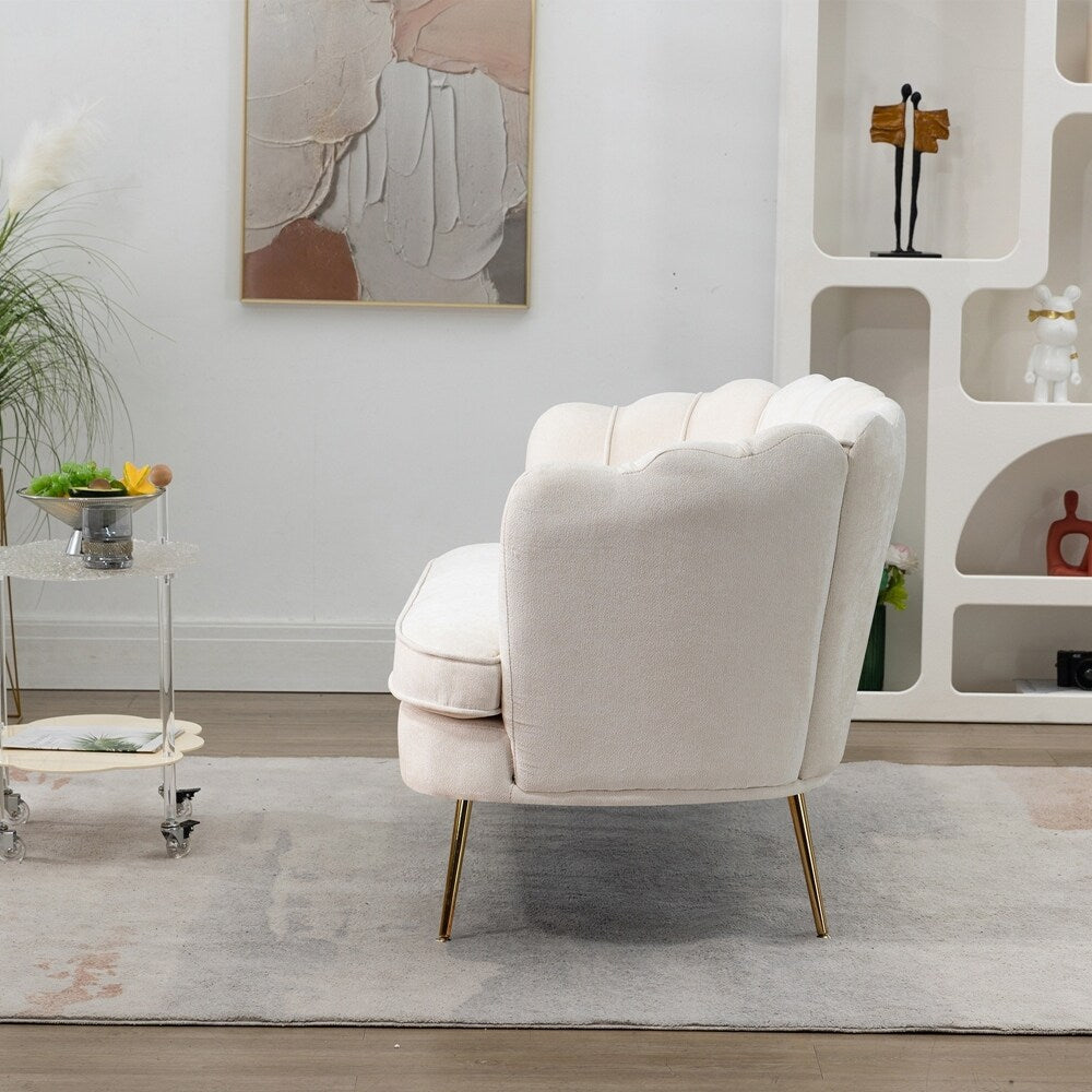 Divano Piccolo Mini per Camera da Letto, Divano a Due Posti con Gambe in Metallo Dorato - 2 Posti