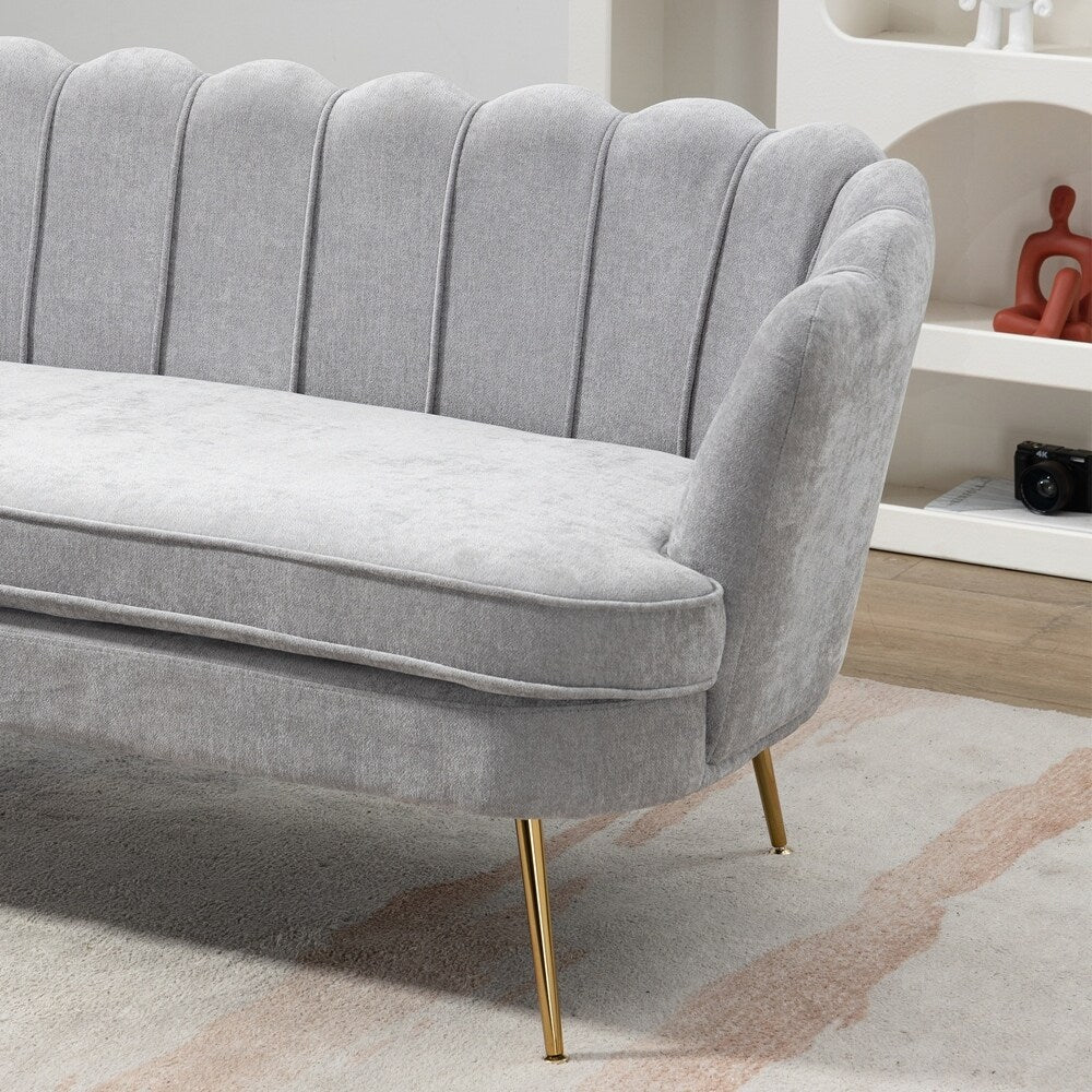 Divano Piccolo Mini per Camera da Letto, Divano a Due Posti con Gambe in Metallo Dorato - 2 Posti