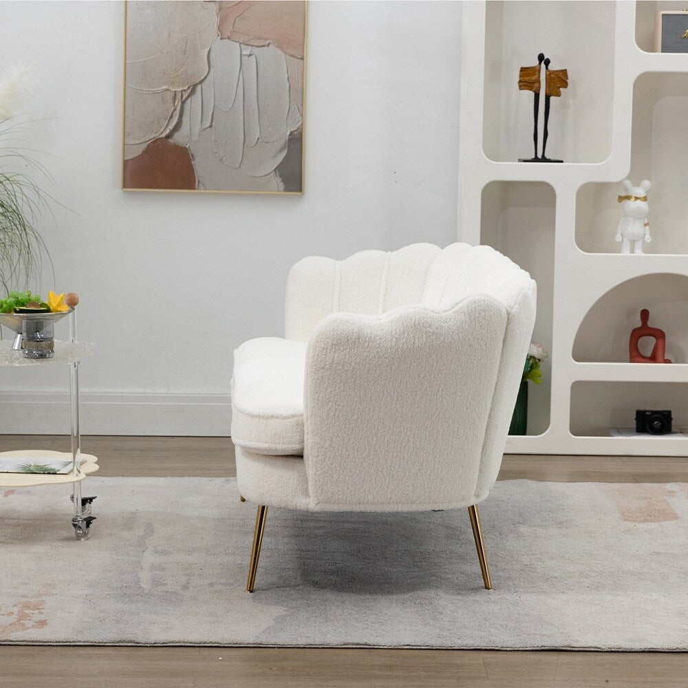 Divano Piccolo Mini per Camera da Letto, Divano a Due Posti con Gambe in Metallo Dorato - 2 Posti