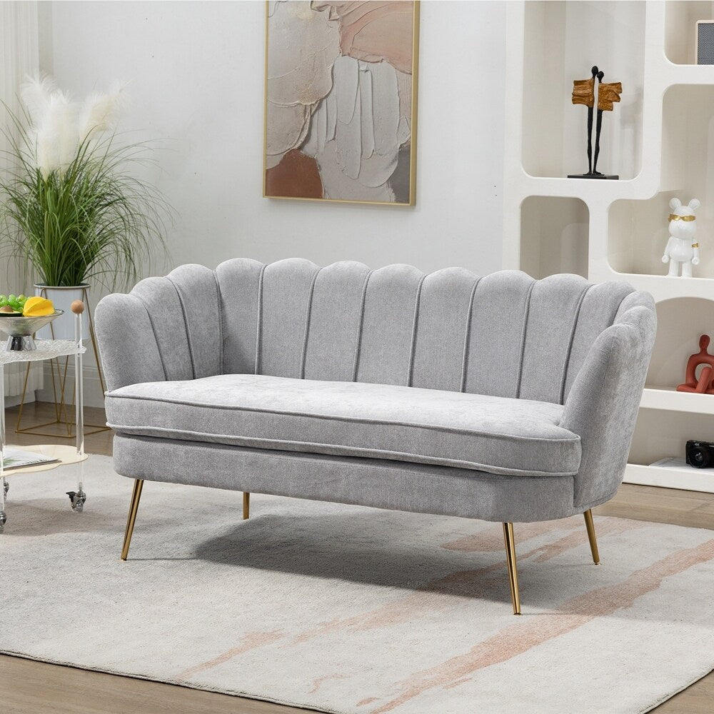 Divano Piccolo Mini per Camera da Letto, Divano a Due Posti con Gambe in Metallo Dorato - 2 Posti