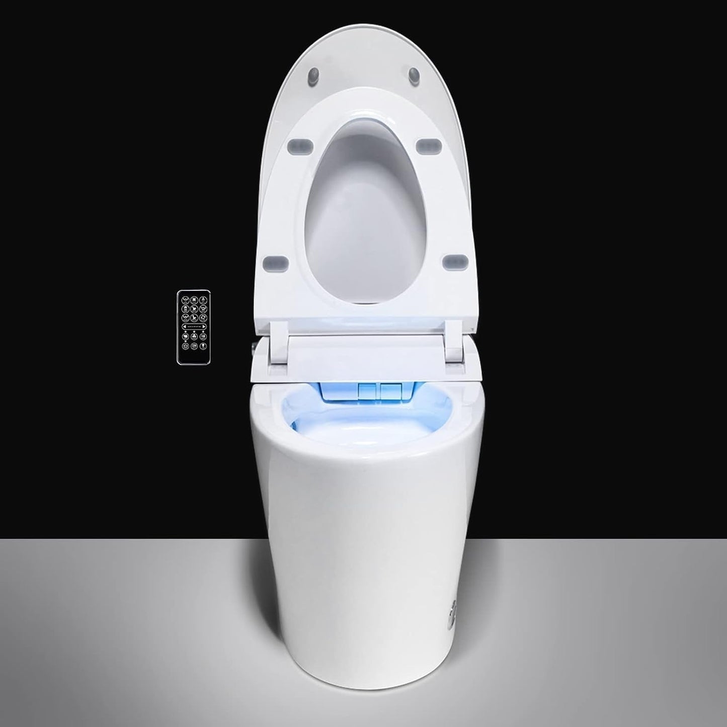 WC intelligente, bidet a un pezzo per bagni, WC moderno allungato con acqua calda, doppio scarico automatico, funzionamento a sensore di prossimità.
