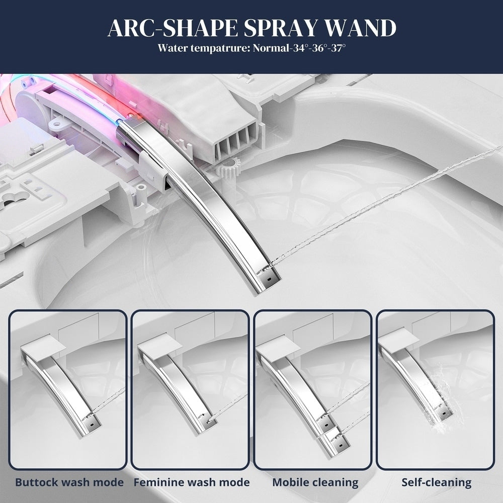 WC intelligente, bidet a un pezzo per bagni, WC moderno allungato con acqua calda, doppio scarico automatico, funzionamento a sensore di prossimità.