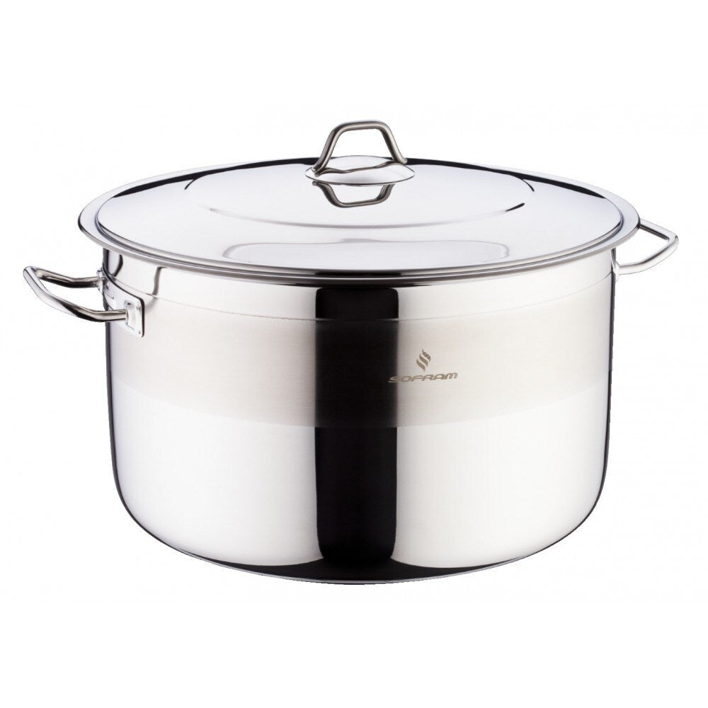 Pentola da cucina profonda JUMBO in acciaio inossidabile 18/10 Sofram con coperchio