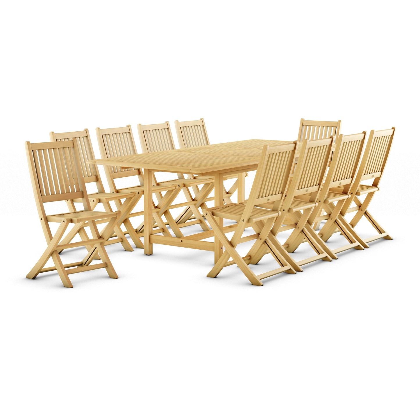 Set da pranzo da esterno Amazonia in legno di tek certificato FSC, 11 pezzi - 10 posti - 11 pezzi