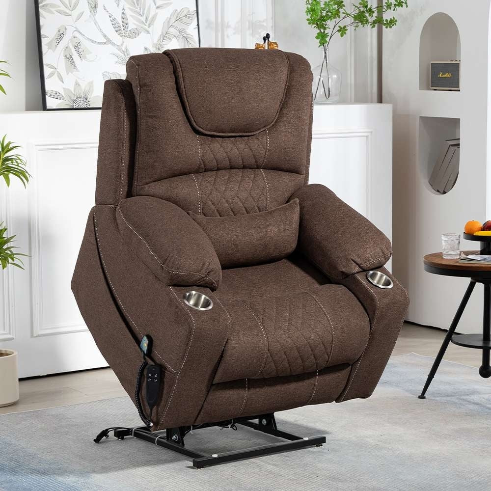 Sedia reclinabile con sollevamento elettrico, modello di punta aggiornato, con doppio motore e controllo indipendente, di dimensioni extra large, che si reclina fino a 180°.