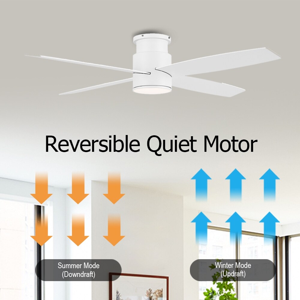 Ventilatore da soffitto a soffitto a corrente continua WINGBO da 44/52 pollici con luci e telecomando, 4 pale reversibili