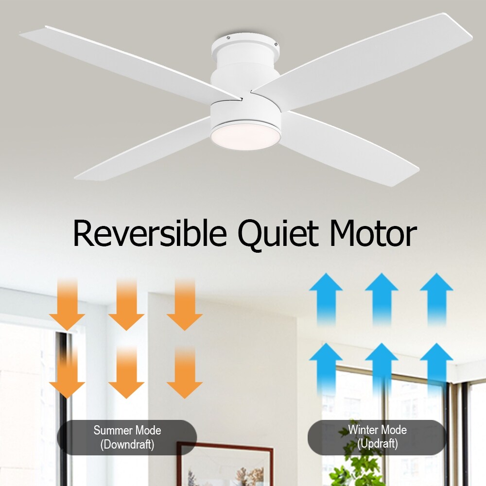 Ventilatore da soffitto a soffitto a corrente continua WINGBO da 44/52 pollici con luci e telecomando, 4 pale reversibili