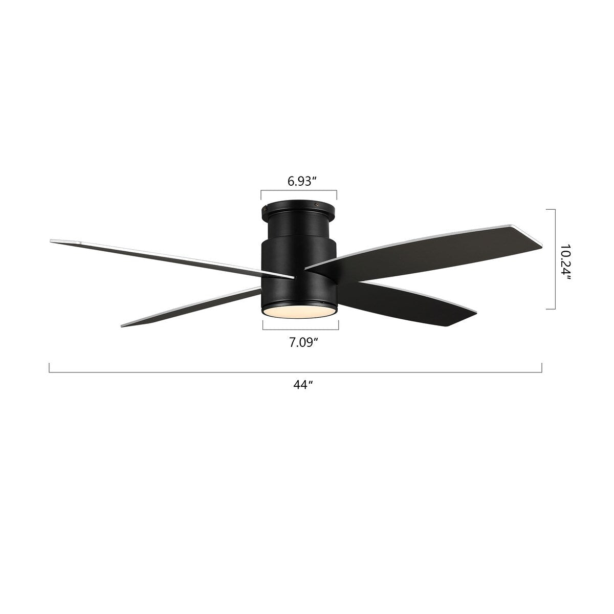 Ventilatore da soffitto a soffitto a corrente continua WINGBO da 44/52 pollici con luci e telecomando, 4 pale reversibili