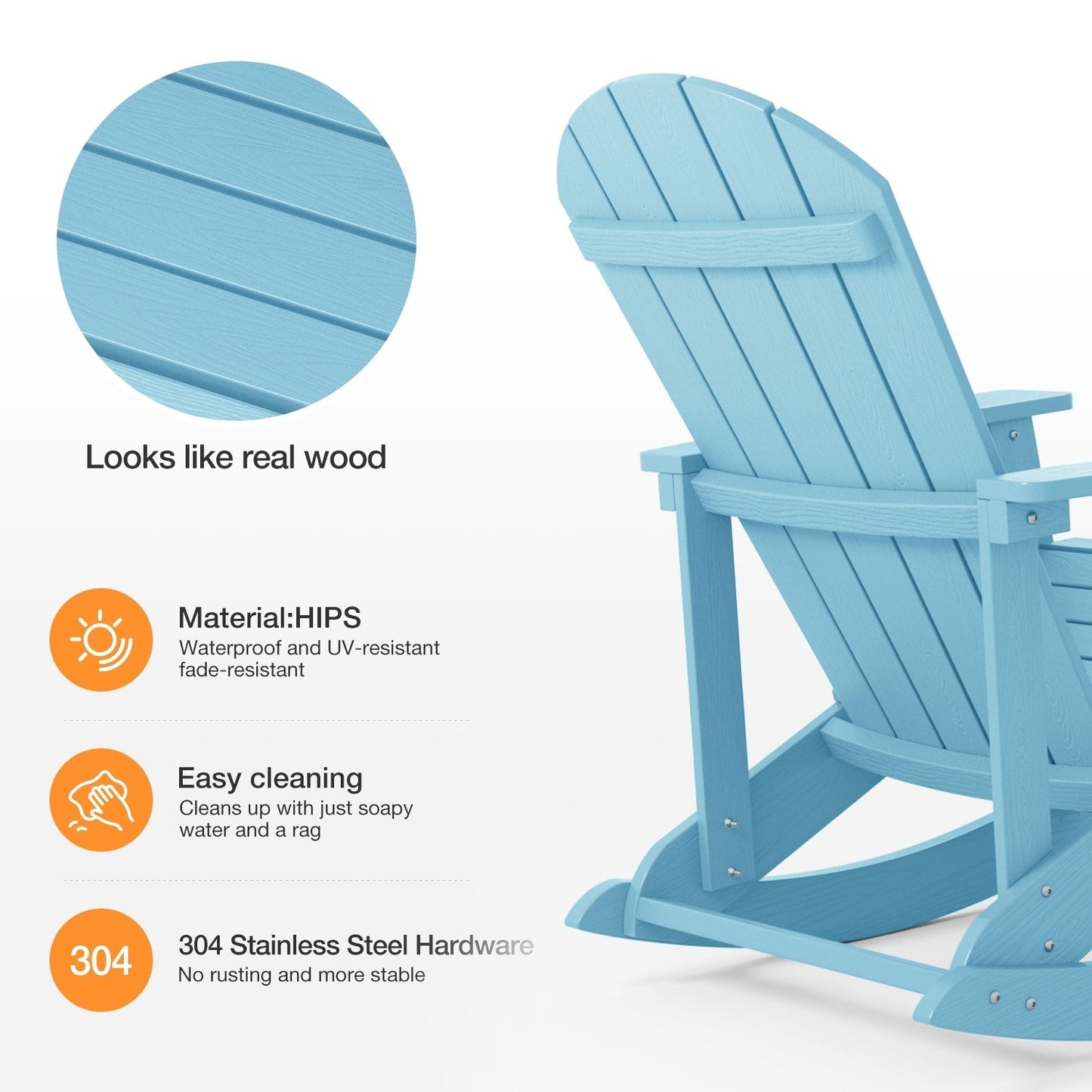 WINSOON Sedia a dondolo da esterno per esterni, resistente alle intemperie, confezione da 2