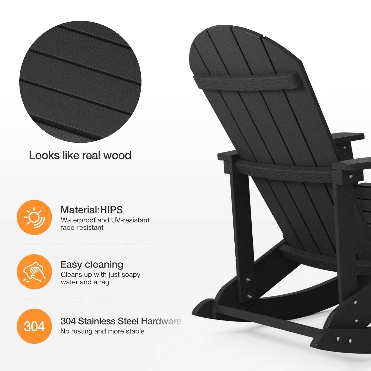 WINSOON Sedia a dondolo da esterno per esterni, resistente alle intemperie, confezione da 2
