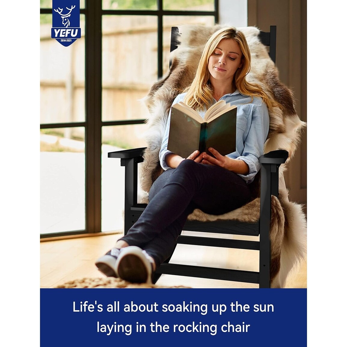 WINSOON Sedia a dondolo da esterno per esterni, resistente alle intemperie, confezione da 2