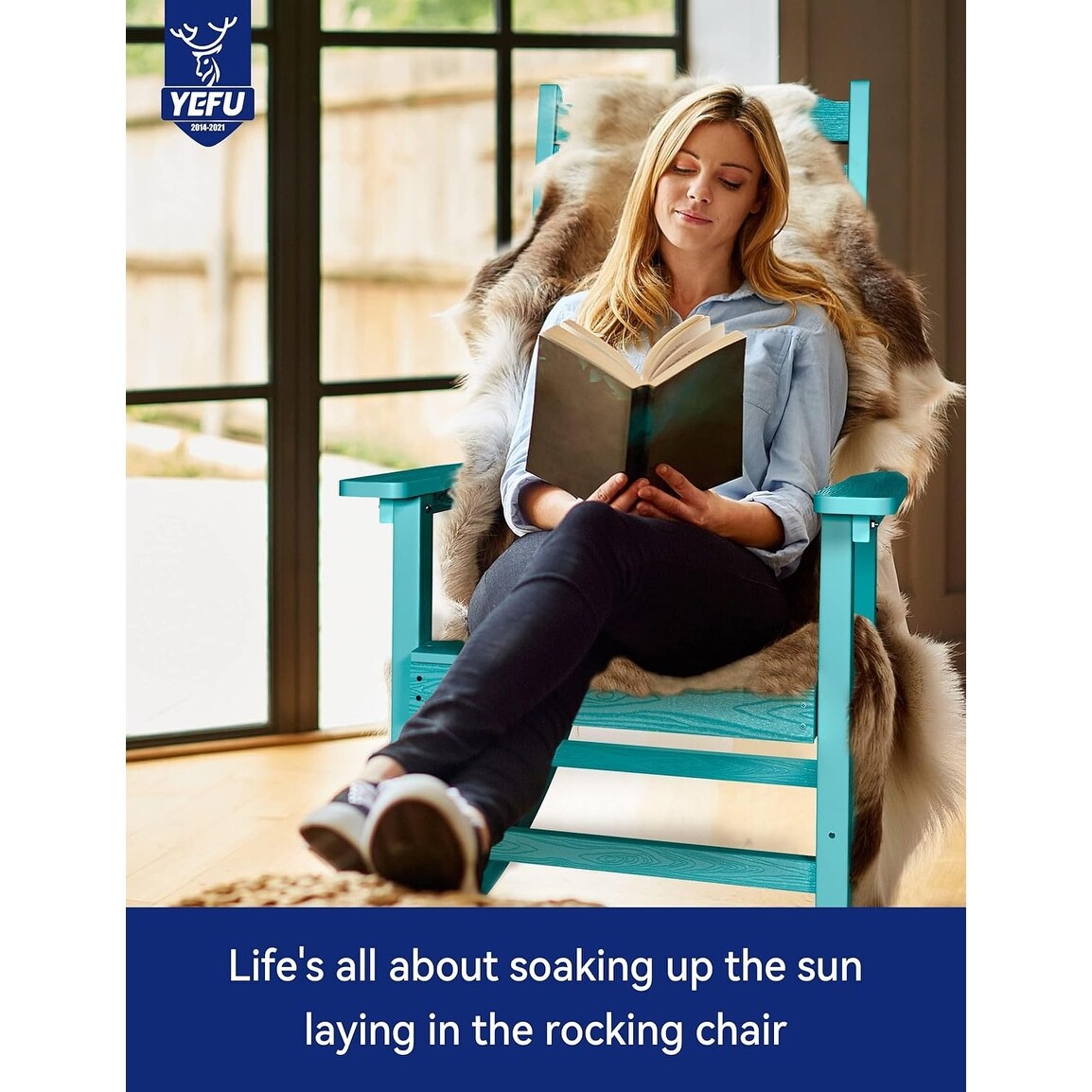 WINSOON Sedia a dondolo da esterno per esterni, resistente alle intemperie, confezione da 2