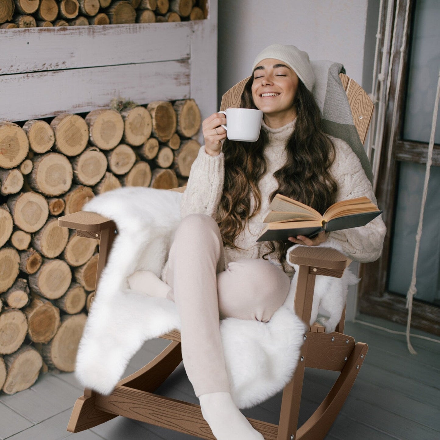 WINSOON Sedia a dondolo da esterno per esterni, resistente alle intemperie, confezione da 2