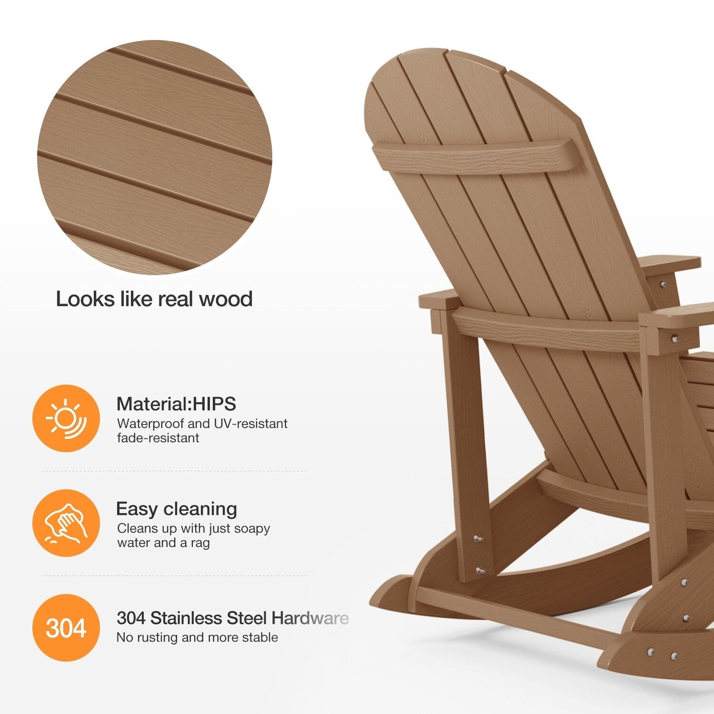 WINSOON Sedia a dondolo da esterno per esterni, resistente alle intemperie, confezione da 2