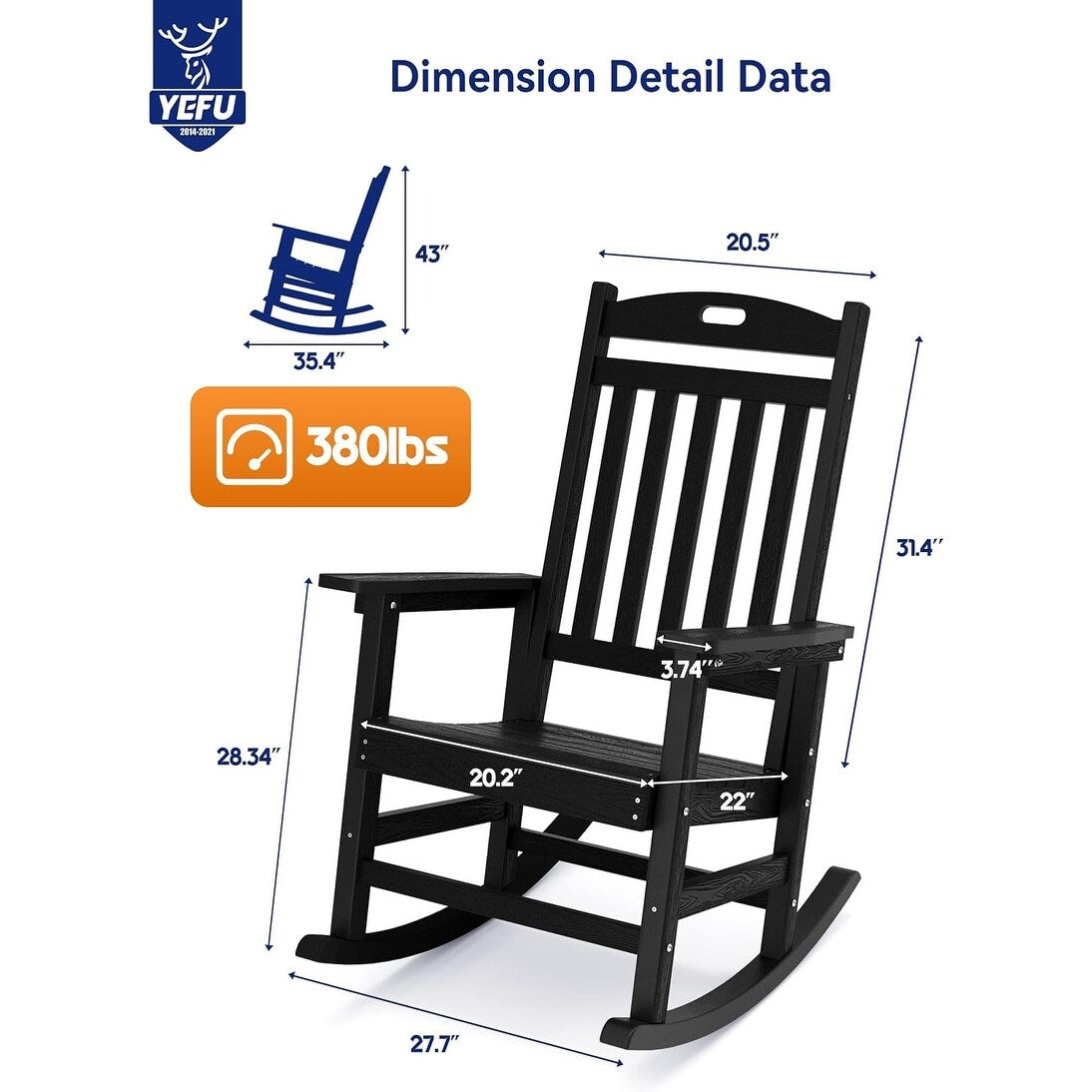 WINSOON Sedia a dondolo da esterno per esterni, resistente alle intemperie, confezione da 2