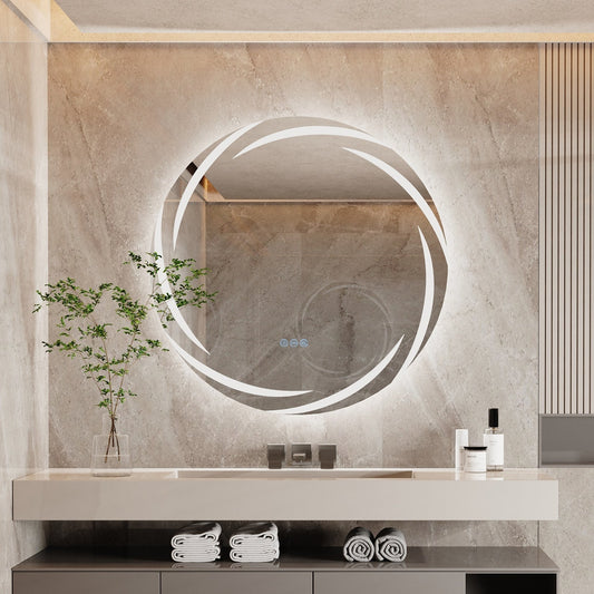 Specchio da bagno con luce LED a LED impermeabile, a comando tattile, anti-nebbia, dimmerabile.