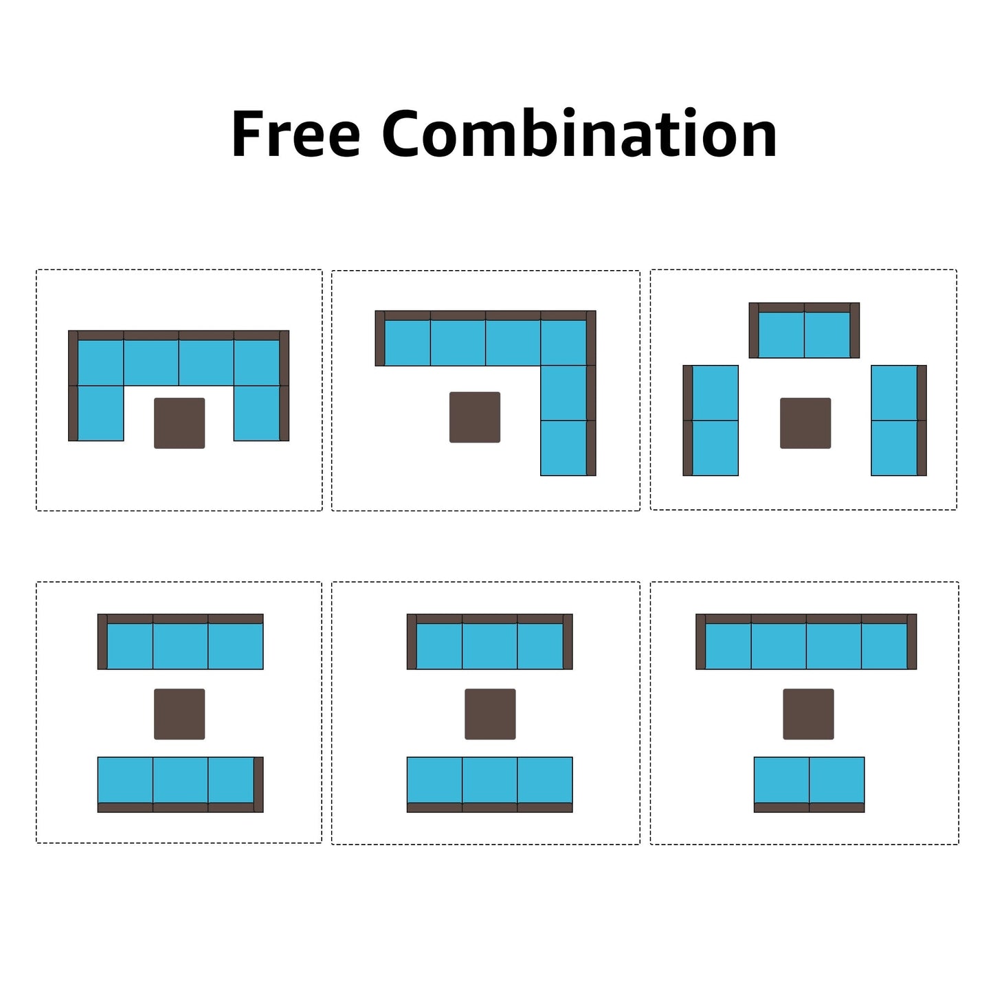 Set di divani componibili da esterno in vimini/acciaio con cuscini, 7 pezzi