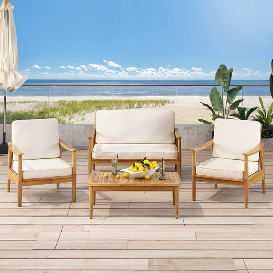 Set da giardino Willowbrook in legno di acacia con 4 posti a sedere di Christopher Knight Home