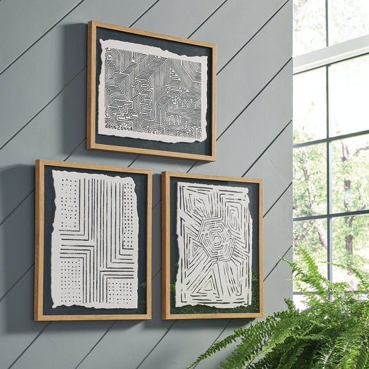 Wonderstow Decorazioni da Parete Nero/Beige, Set da 3