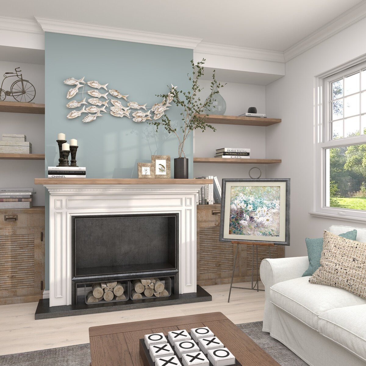 Decorazione murale per la casa a forma di pesce in legno, realizzata a mano, con effetto anticato marrone - Bianco - Roche River Decor