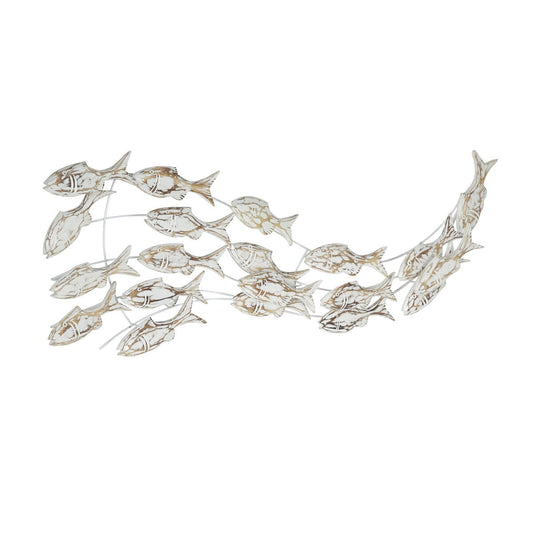 Decorazione murale per la casa a forma di pesce in legno, realizzata a mano, con effetto anticato marrone - Bianco - Roche River Decor