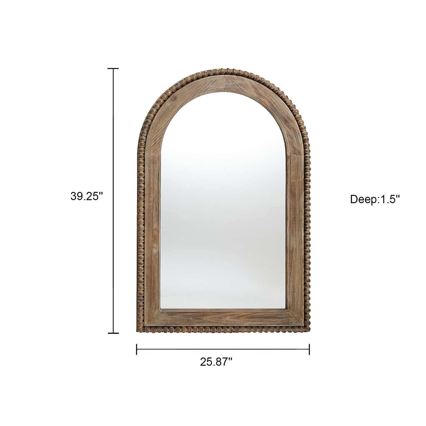 Specchio da parete con cornice in legno a forma di arco, specchio da bagno - 39,25 H x 25,87 L x 1,5 P