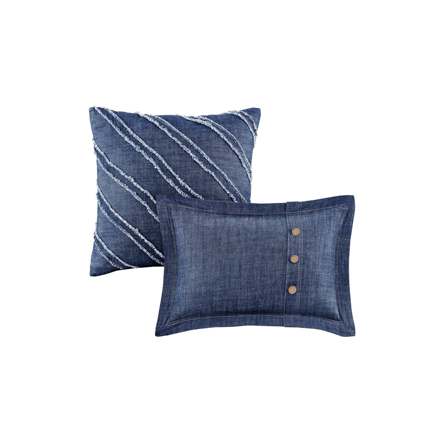 Set di copripiumino in denim Perry Blue di Woolrich, extra grande e con imbottitura extra.
