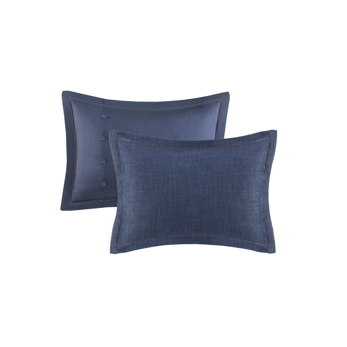 Set di copripiumino in denim Perry Blue di Woolrich, extra grande e con imbottitura extra.