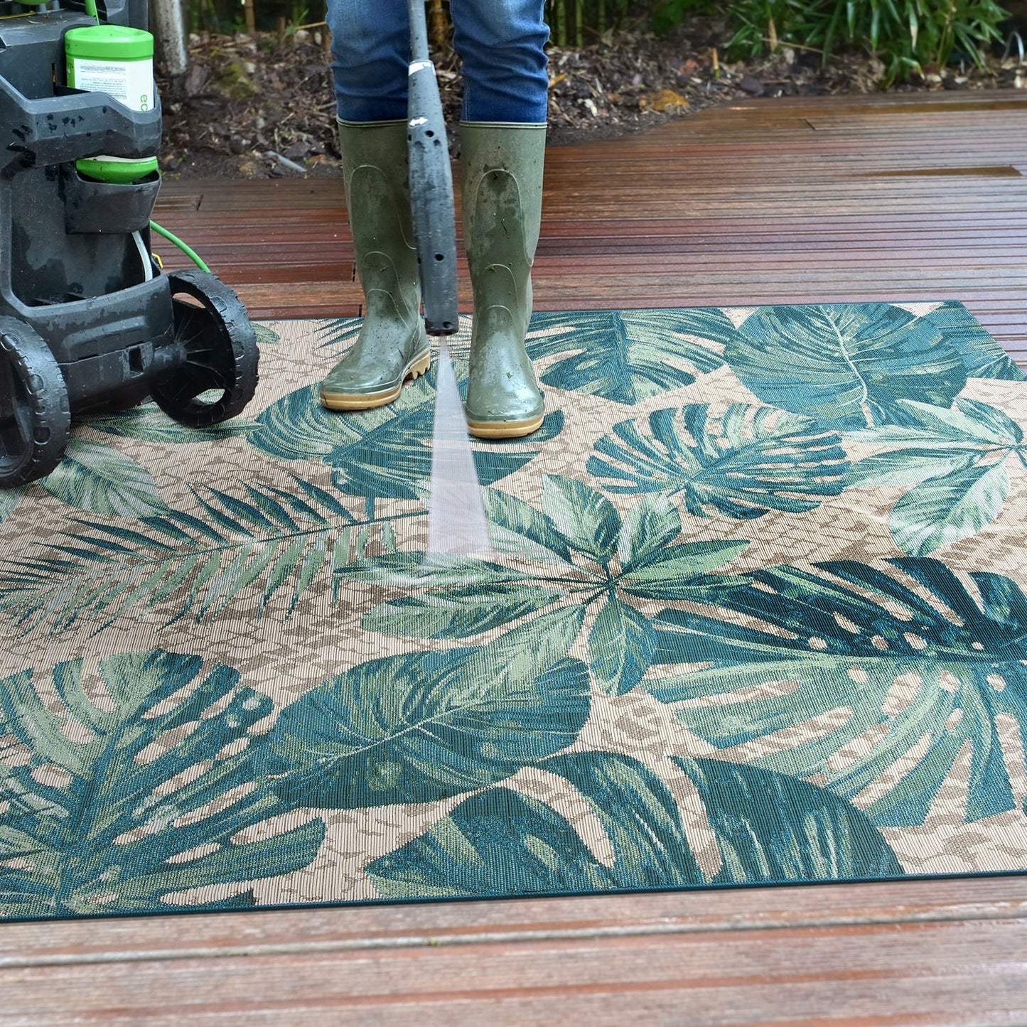 Tappeto decorativo da interno/esterno World Rug Gallery, modello Contemporary Tropical Floral.