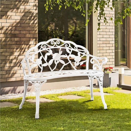 Banca da giardino Yaheetech in metallo per esterni, per patio e parco - N/A