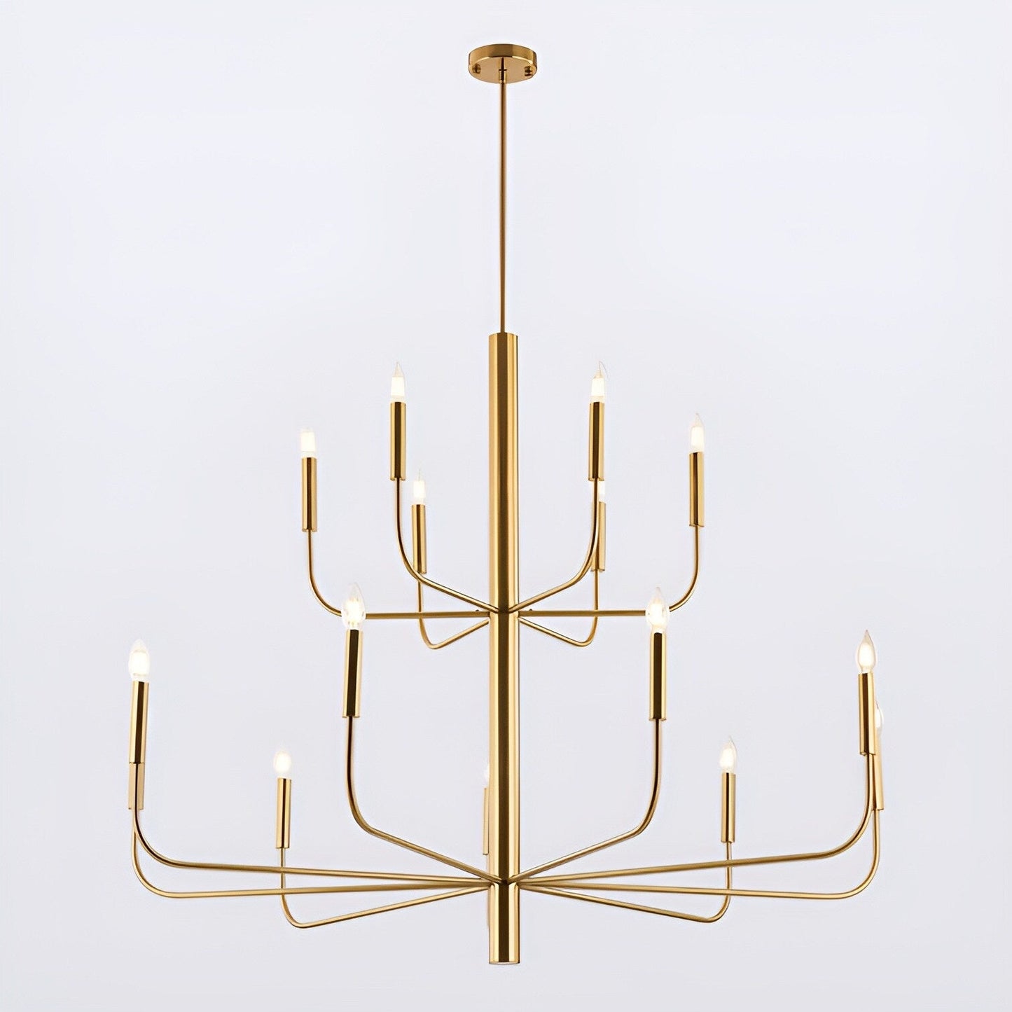 Lampadario a candeliere minimalista a 15 luci, design antico a 2 livelli - 48