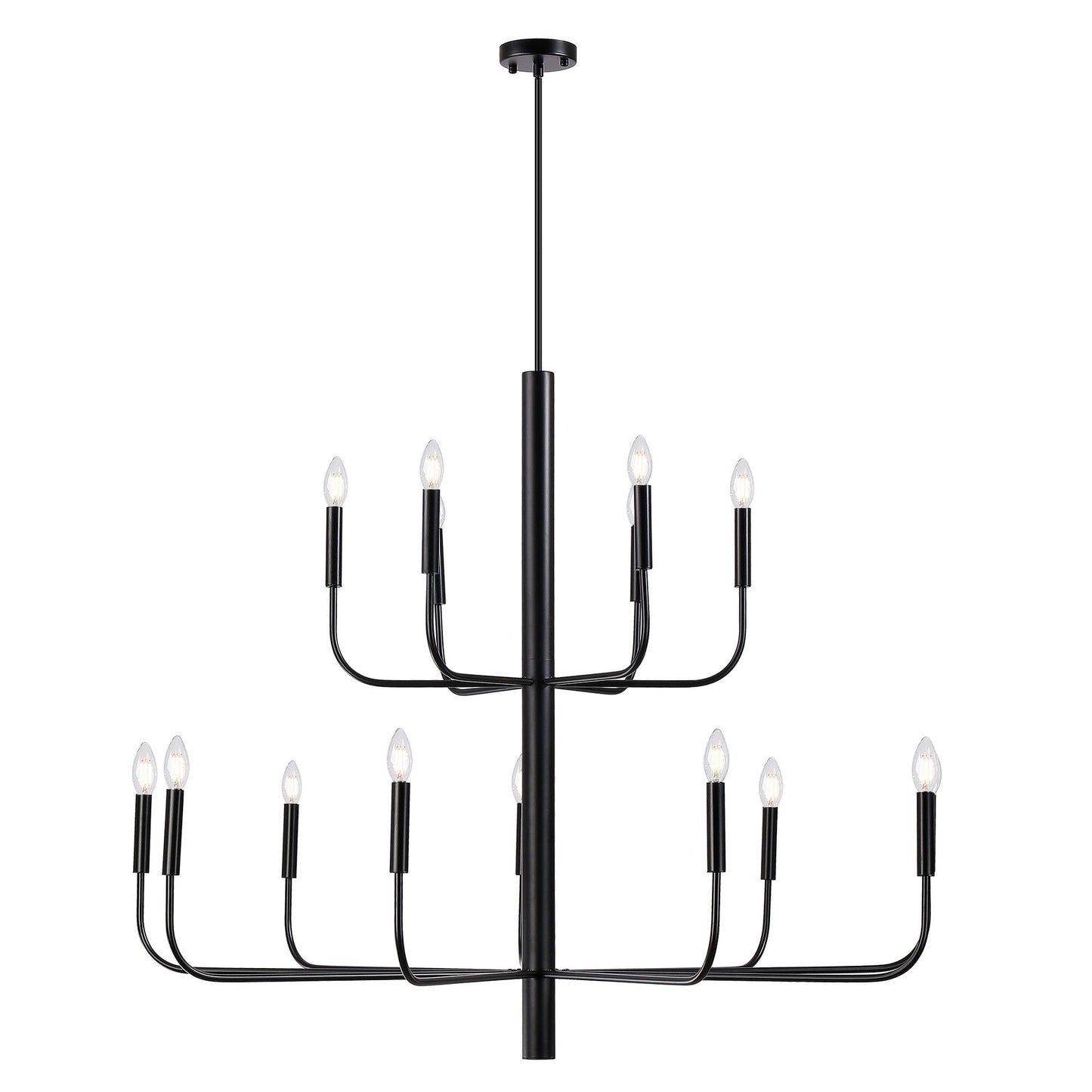 Lampadario a candeliere minimalista a 15 luci, design antico a 2 livelli - 48