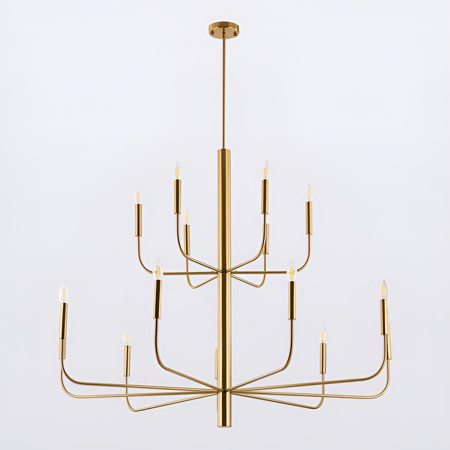 Lampadario a candeliere minimalista a 15 luci, design antico a 2 livelli - 48